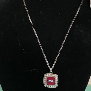 Women's Fashion Silver University of Arkansas Necklace 18"